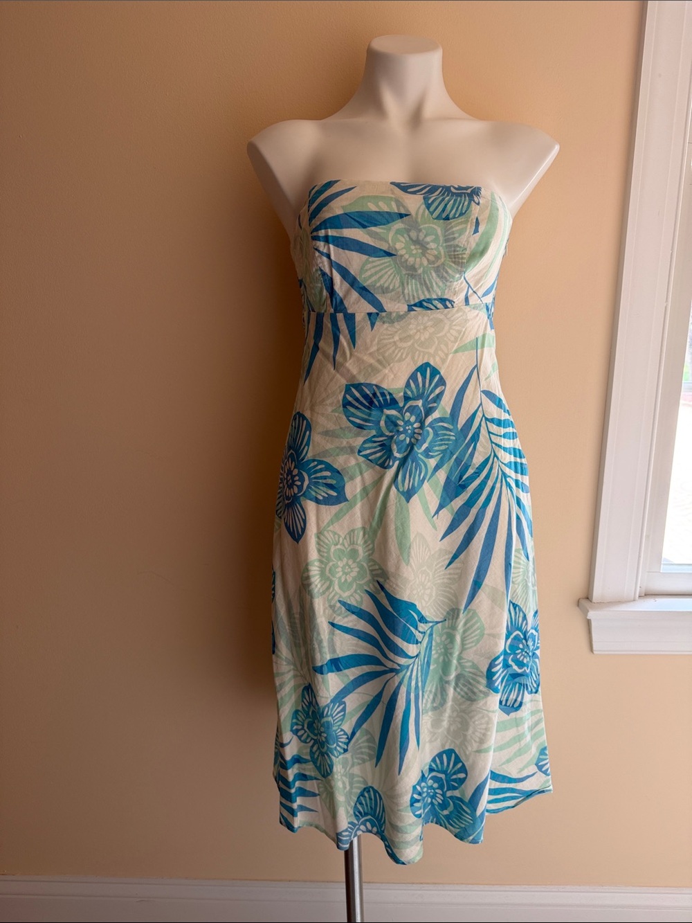 GAP Seafoam and Blue Floral Strapless Sundress